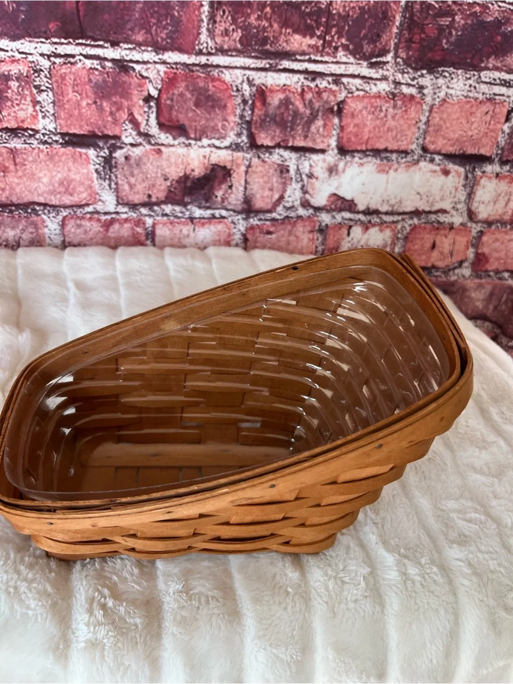 Vintage Longaberger Small Vegetable Sleigh Basket Slanted Fruit With Liner